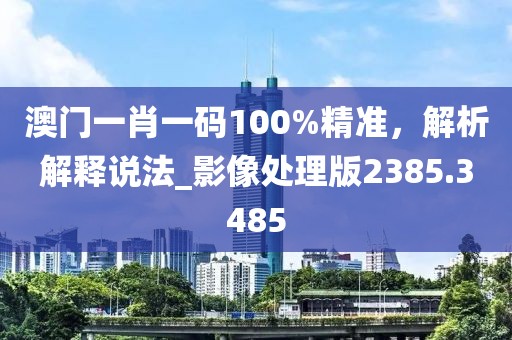 澳門一肖一碼100%精準，解析解釋說法_影像處理版2385.3485