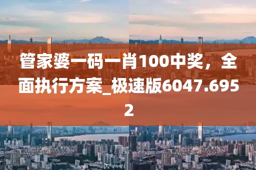 管家婆一碼一肖100中獎，全面執(zhí)行方案_極速版6047.6952