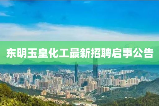 東明玉皇化工最新招聘啟事公告