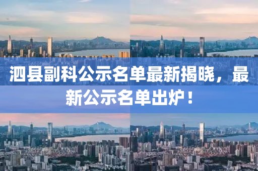 泗縣副科公示名單最新揭曉，最新公示名單出爐！