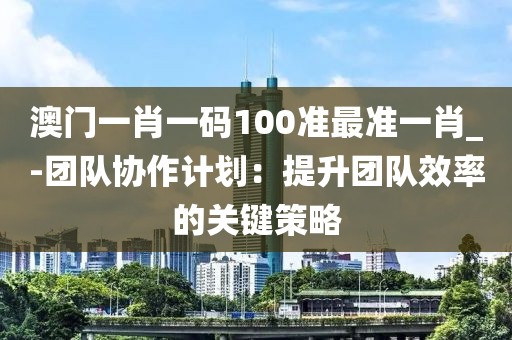 澳門一肖一碼100準(zhǔn)最準(zhǔn)一肖_-團(tuán)隊(duì)協(xié)作計(jì)劃：提升團(tuán)隊(duì)效率的關(guān)鍵策略