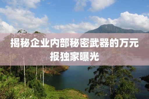 揭秘企業(yè)內(nèi)部秘密武器的萬元報獨家曝光