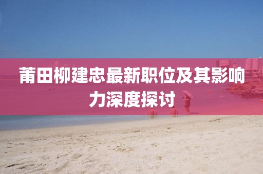 莆田柳建忠最新職位及其影響力深度探討