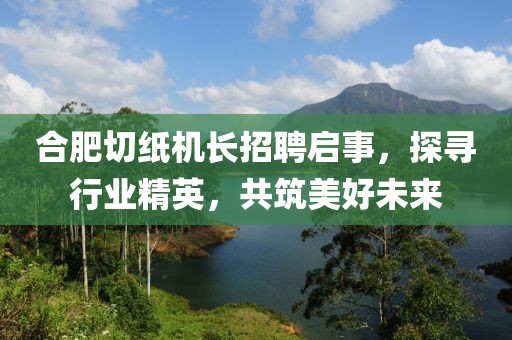 合肥切紙機長招聘啟事，探尋行業(yè)精英，共筑美好未來