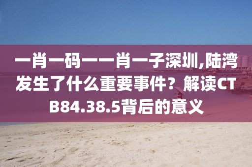 一肖一碼一一肖一子深圳,陸灣發(fā)生了什么重要事件？解讀CTB84.38.5背后的意義