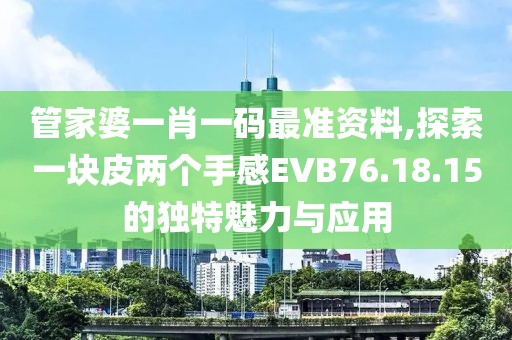 管家婆一肖一碼最準(zhǔn)資料,探索一塊皮兩個(gè)手感EVB76.18.15的獨(dú)特魅力與應(yīng)用