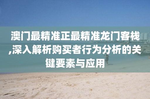 澳門最精準正最精準龍門客棧,深入解析購買者行為分析的關(guān)鍵要素與應(yīng)用