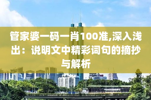 管家婆一碼一肖100準,深入淺出：說明文中精彩詞句的摘抄與解析