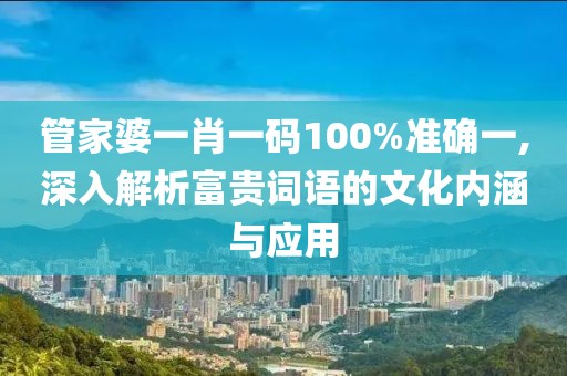 管家婆一肖一碼100%準(zhǔn)確一,深入解析富貴詞語(yǔ)的文化內(nèi)涵與應(yīng)用