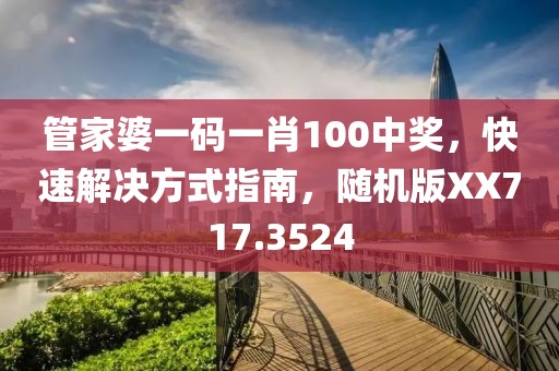 管家婆一碼一肖100中獎，快速解決方式指南，隨機(jī)版XX717.3524