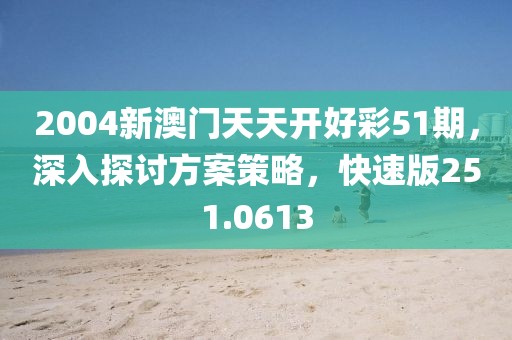 2004新澳門天天開好彩51期，深入探討方案策略，快速版251.0613