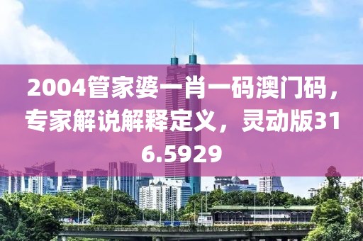 2004管家婆一肖一碼澳門碼，專家解說解釋定義，靈動(dòng)版316.5929