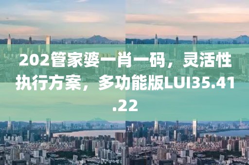 202管家婆一肖一碼，靈活性執(zhí)行方案，多功能版LUI35.41.22