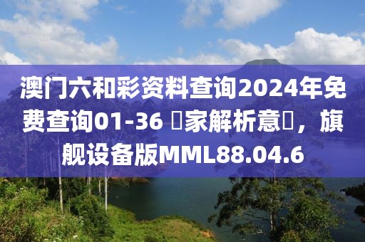 澳門六和彩資料查詢2024年免費查詢01-36 專家解析意見，旗艦設備版MML88.04.6