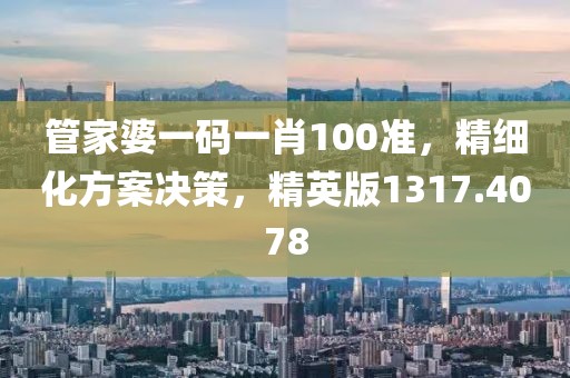 管家婆一碼一肖100準(zhǔn)，精細(xì)化方案決策，精英版1317.4078